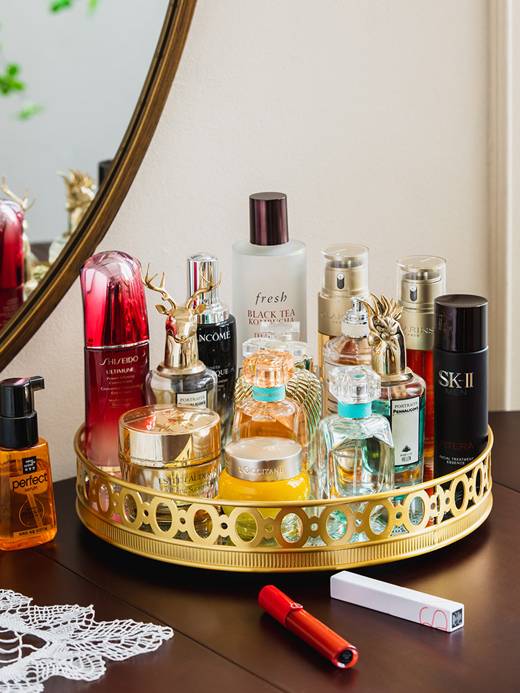 Luxury Skincare Tray - Vassoio Girevole di Lusso in Ottone